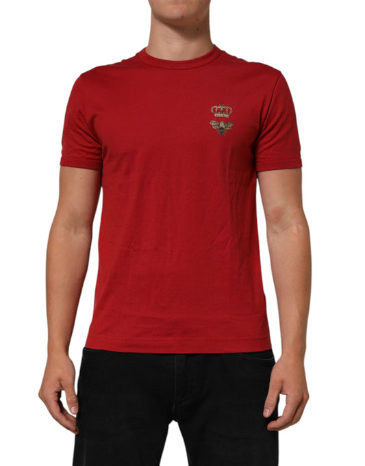 Dolce & Gabbana Red Crown Bee Cotton Short Sleeve T-shirt Mens T-Shirt