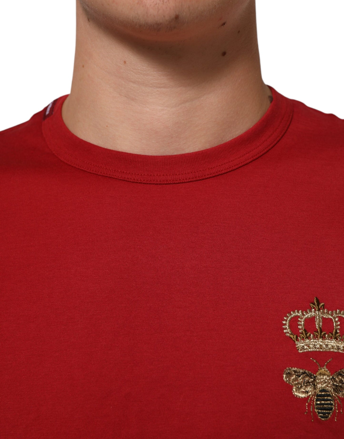 Dolce & Gabbana Red Crown Bee Cotton Short Sleeve T-shirt Mens T-Shirt