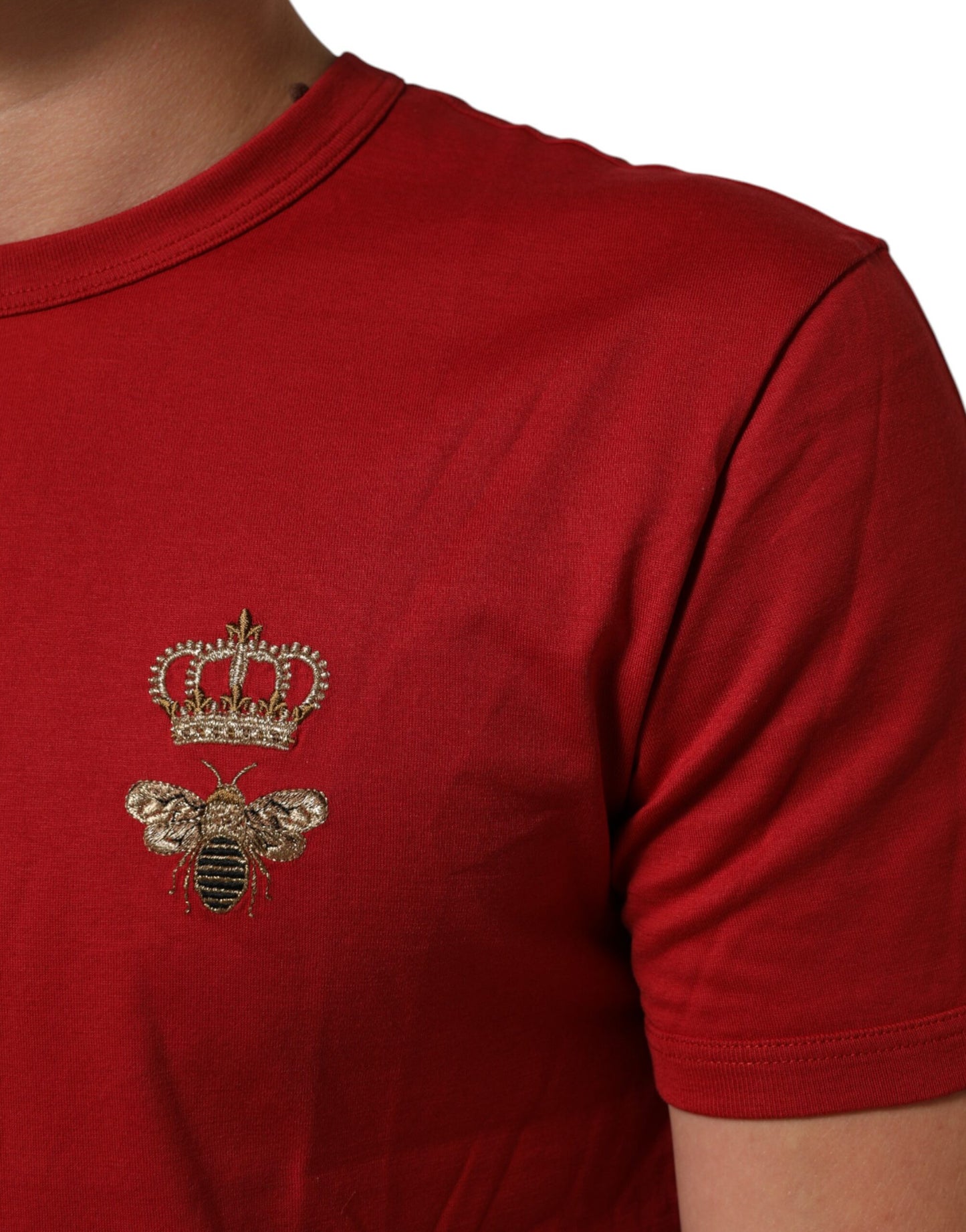 Dolce & Gabbana Red Crown Bee Cotton Short Sleeve T-shirt Mens T-Shirt