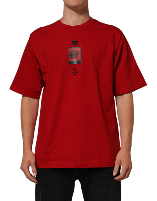 Dolce & Gabbana Red Logo Eye Print Cotton Short Sleeve T-shirt Mens T-Shirt