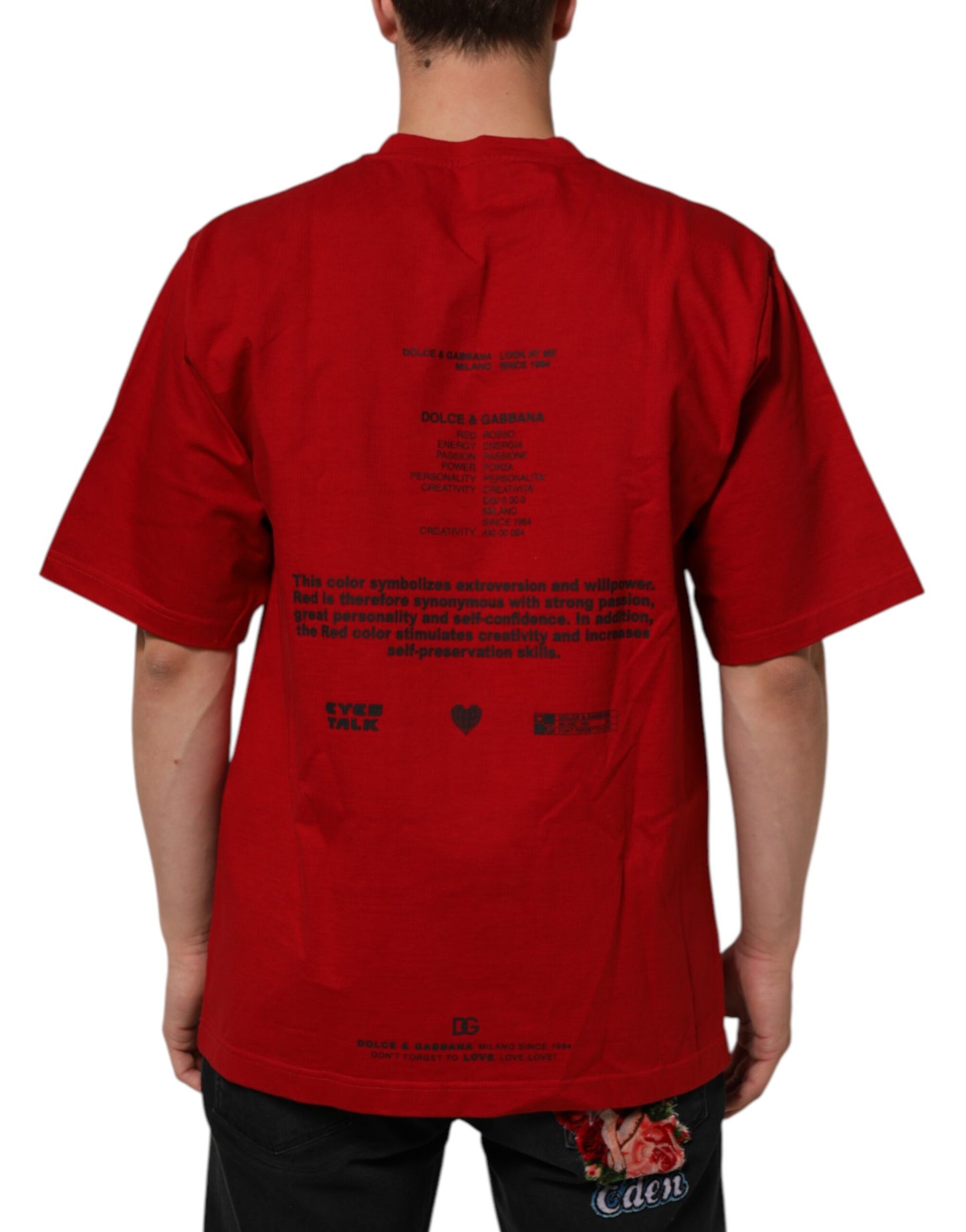 Dolce & Gabbana Red Logo Eye Print Cotton Short Sleeve T-shirt Mens T-Shirt