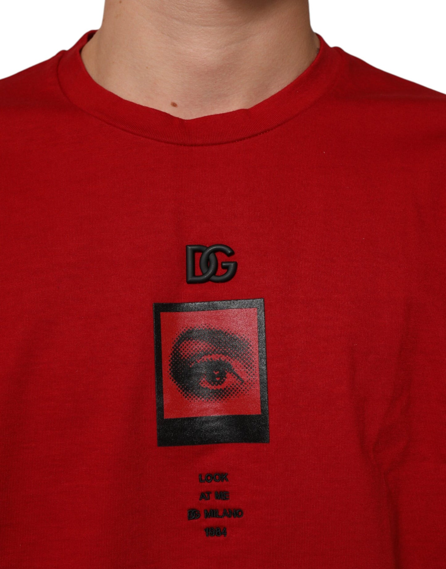 Dolce & Gabbana Red Logo Eye Print Cotton Short Sleeve T-shirt Mens T-Shirt