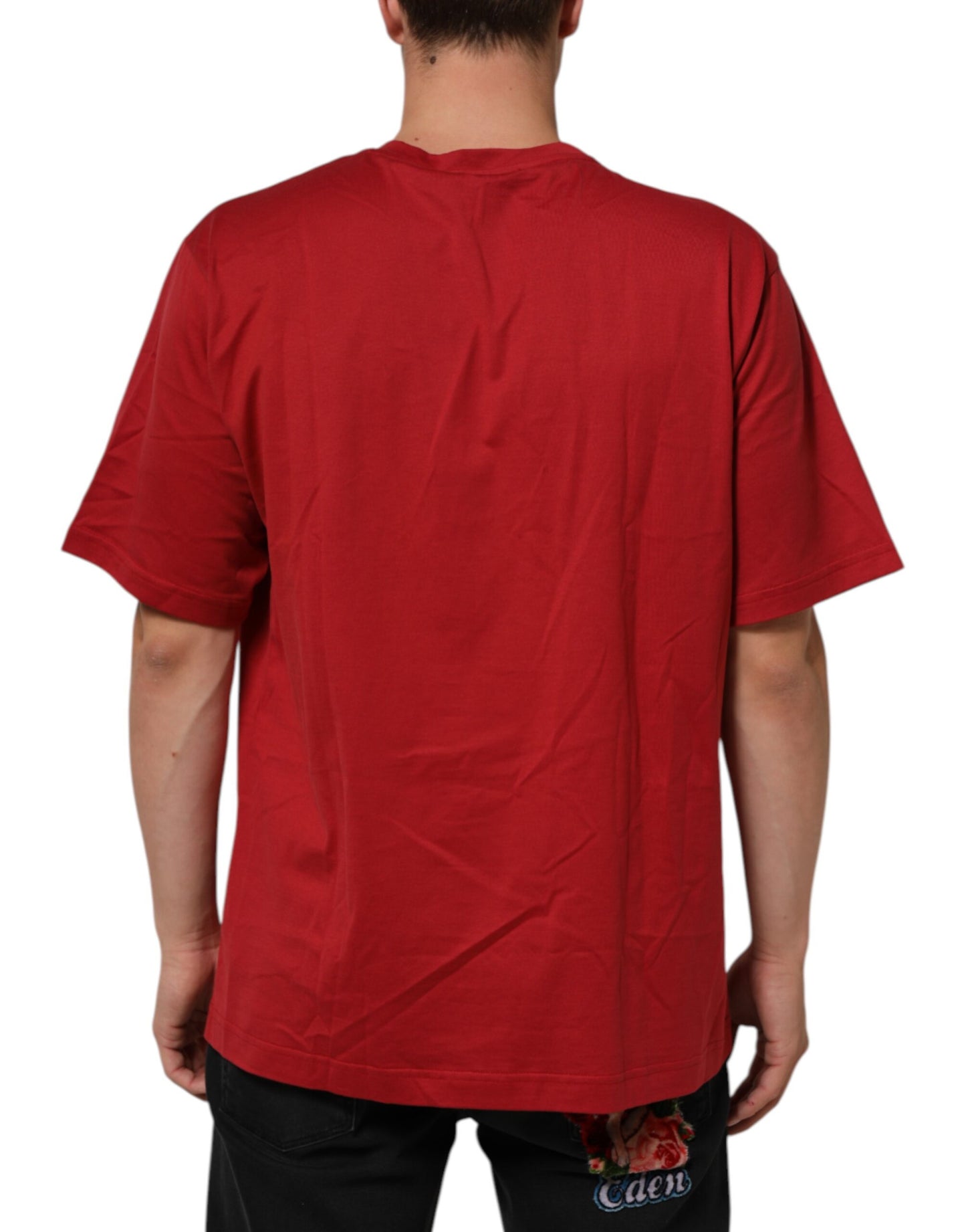 Dolce & Gabbana Red Logo Print Cotton Short Sleeve T-shirt Mens T-Shirt