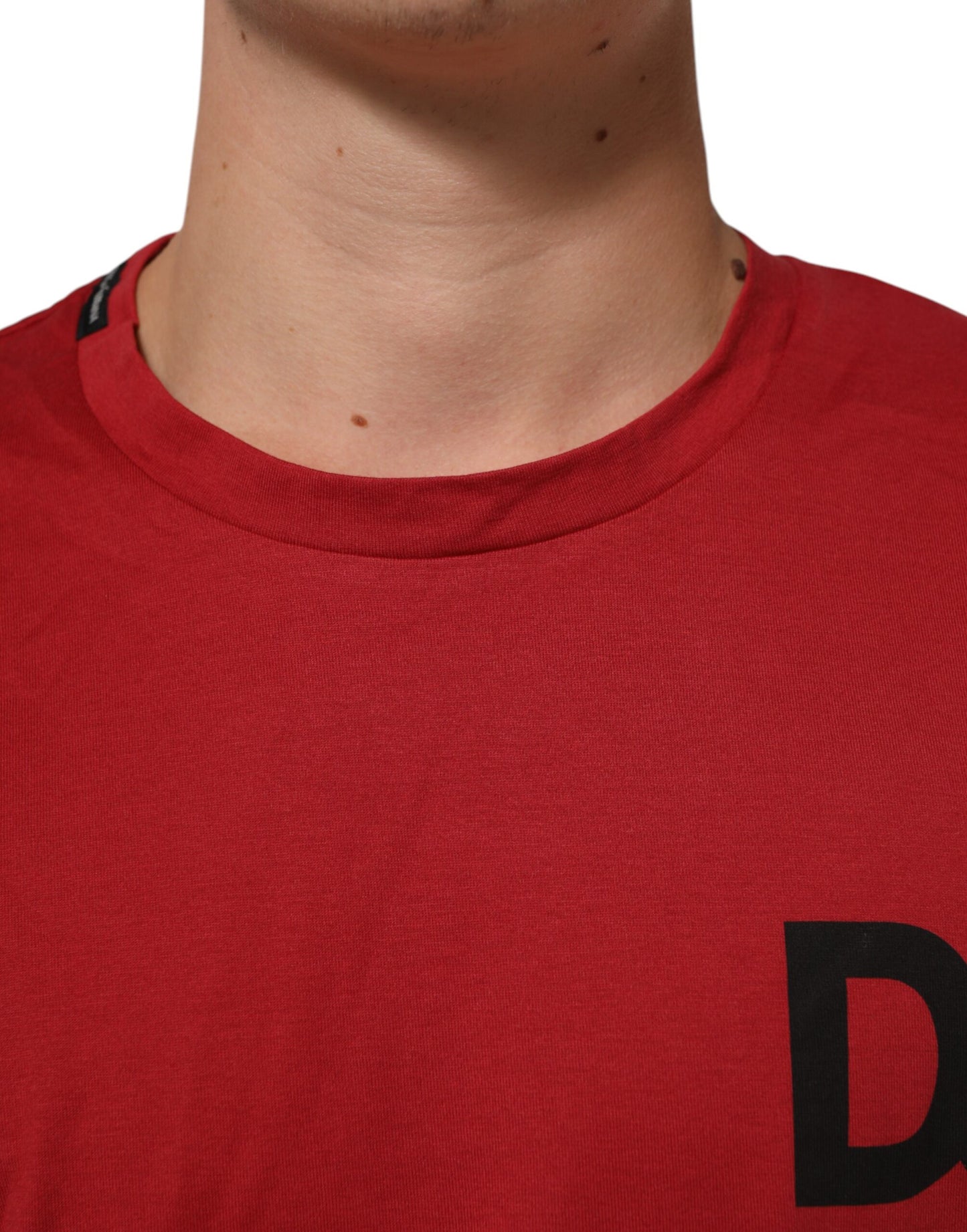 Dolce & Gabbana Red Logo Print Cotton Short Sleeve T-shirt Mens T-Shirt