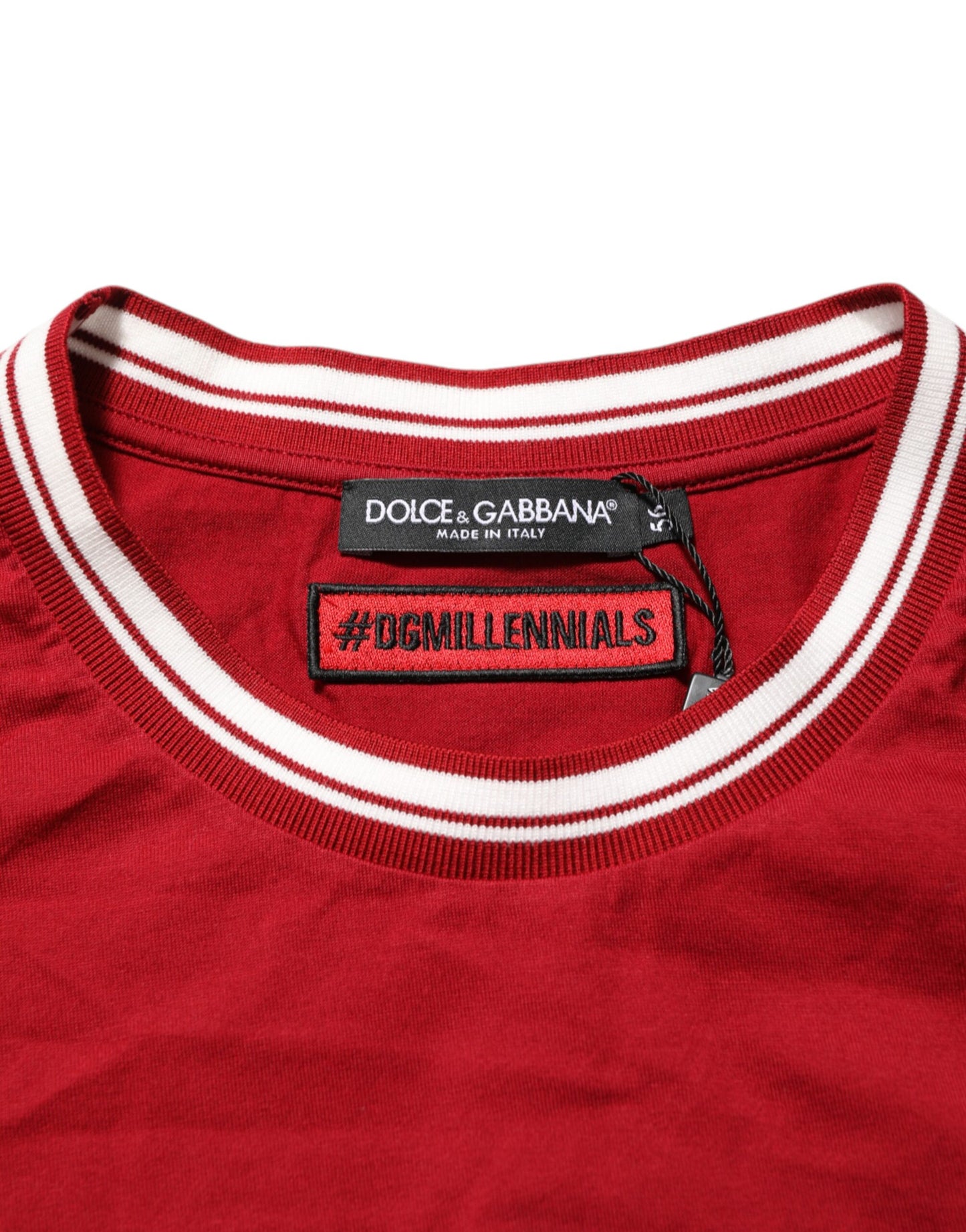 Dolce & Gabbana Maroon LogoCrown Cotton Half Sleeve T-shirt Mens T-Shirt