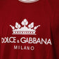 Dolce & Gabbana Maroon LogoCrown Cotton Half Sleeve T-shirt Mens T-Shirt