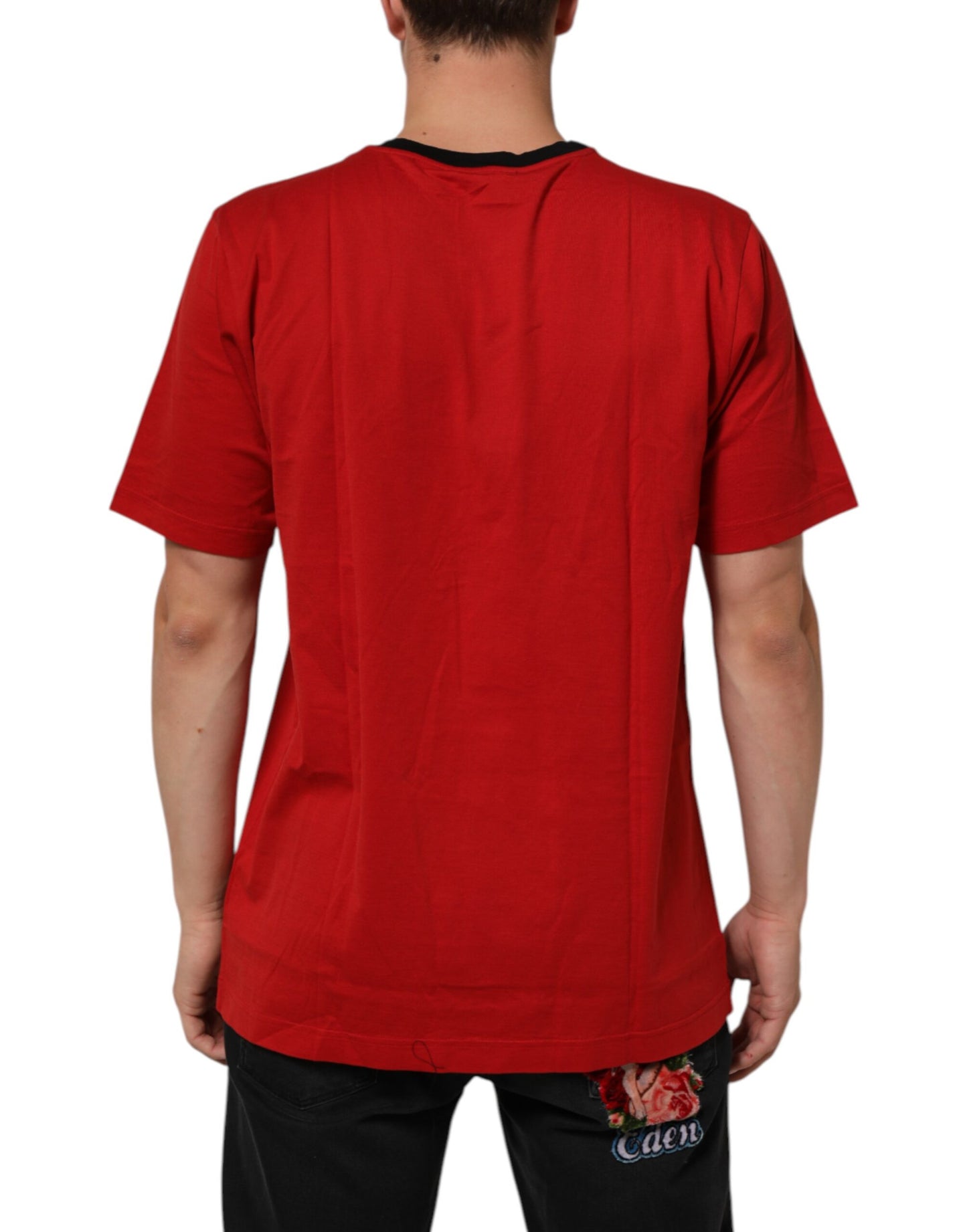 Dolce & Gabbana Red Logo Crown Cotton Short Sleeves T-shirt Mens T-Shirt