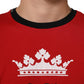 Dolce & Gabbana Red Logo Crown Cotton Short Sleeves T-shirt Mens T-Shirt