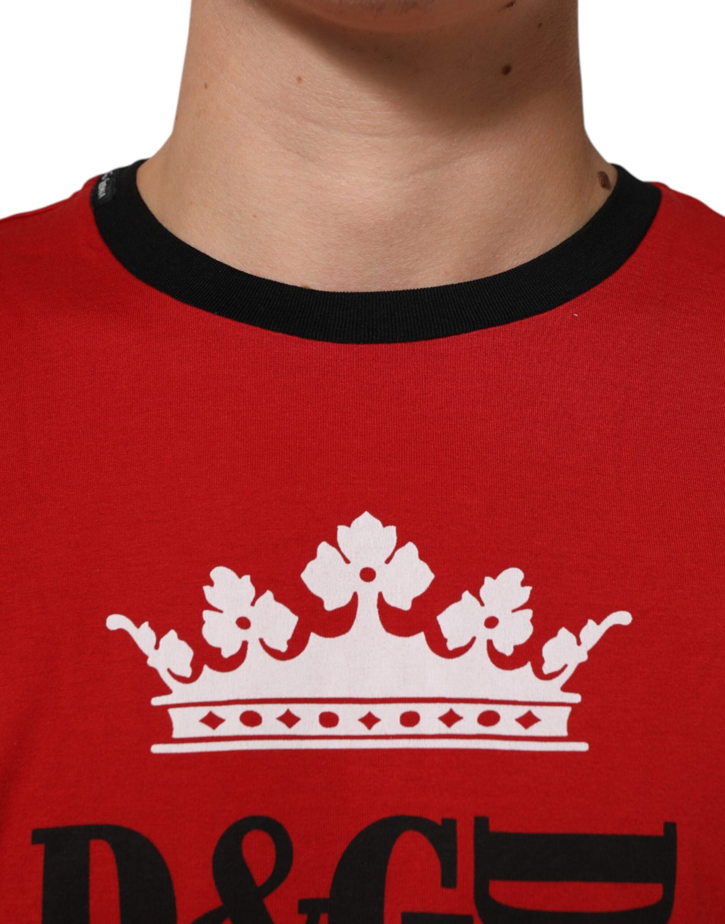 Dolce & Gabbana Red Logo Crown Cotton Short Sleeves T-shirt Mens T-Shirt