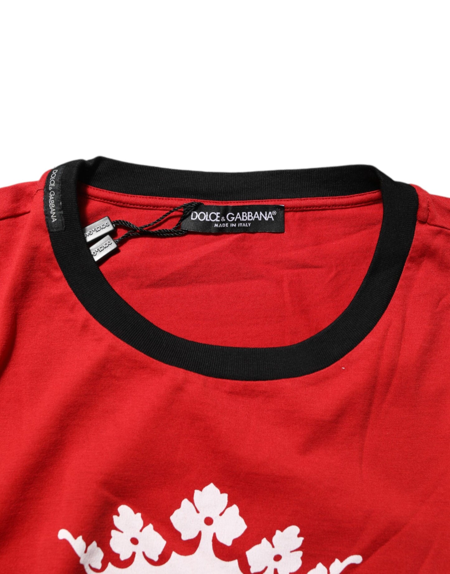 Dolce & Gabbana Red Logo Crown Cotton Short Sleeves T-shirt Mens T-Shirt
