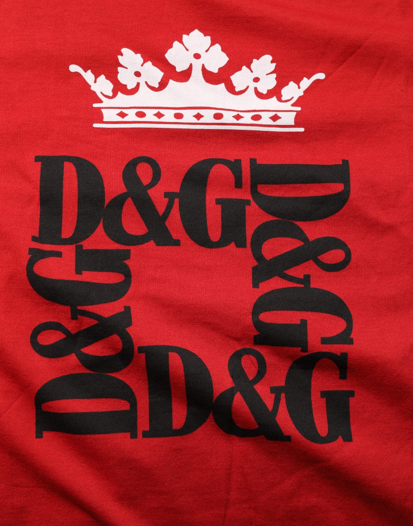 Dolce & Gabbana Red Logo Crown Cotton Short Sleeves T-shirt Mens T-Shirt