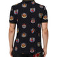 Dolce & Gabbana Blue Heraldic Crest Print Polo Shirt T-shirt