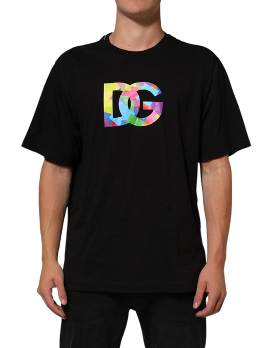 Dolce & Gabbana Black Logo Print Cotton Men Crew Neck T-shirt Mens T-Shirt