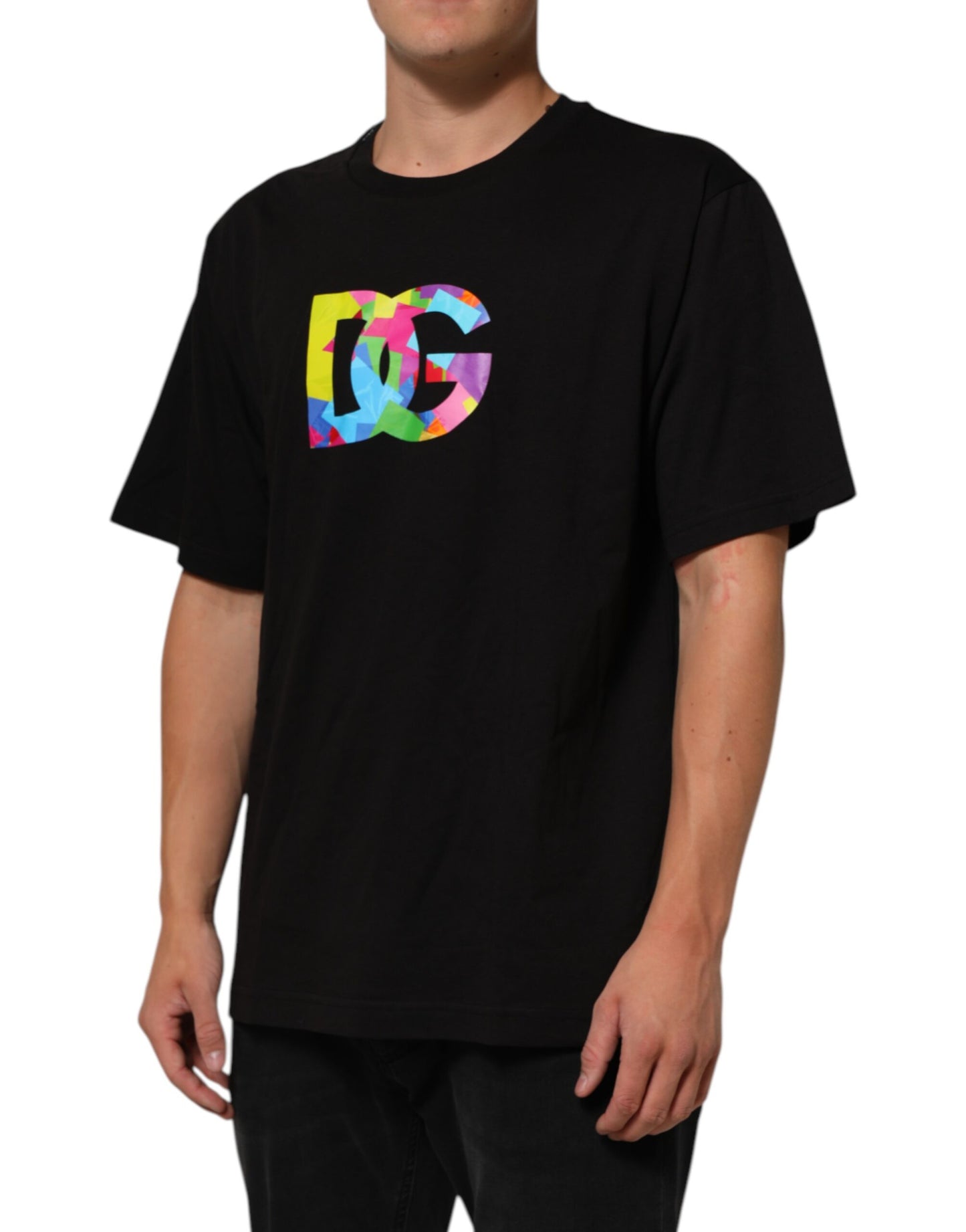 Dolce & Gabbana Black Logo Print Cotton Men Crew Neck T-shirt Mens T-Shirt