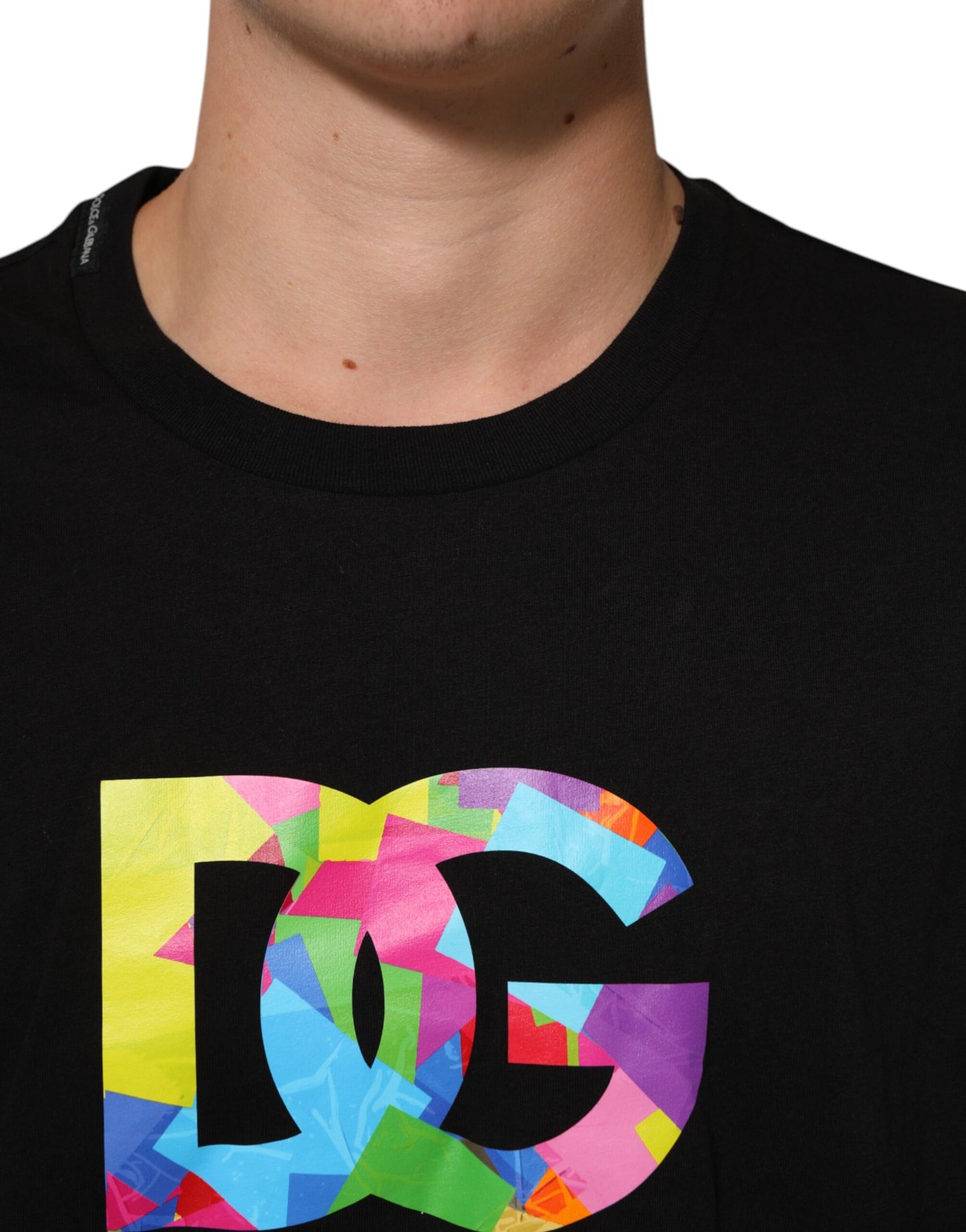 Dolce & Gabbana Black Logo Print Cotton Men Crew Neck T-shirt Mens T-Shirt