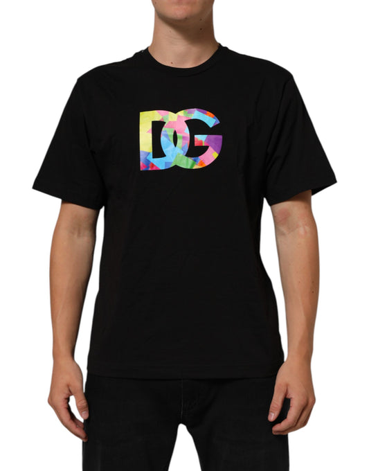 Dolce & Gabbana Black Logo Print Cotton Crew Neck  T-shirt Mens T-Shirt