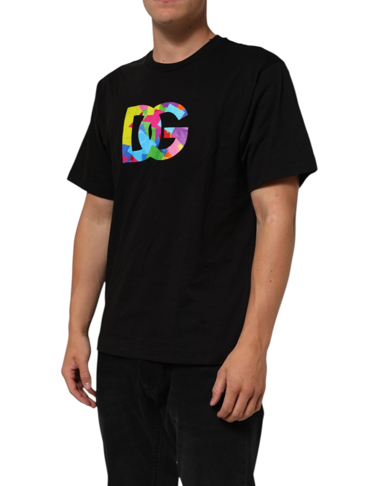 Dolce & Gabbana Black Logo Print Cotton Crew Neck  T-shirt Mens T-Shirt