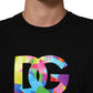 Dolce & Gabbana Black Logo Print Cotton Crew Neck  T-shirt Mens T-Shirt