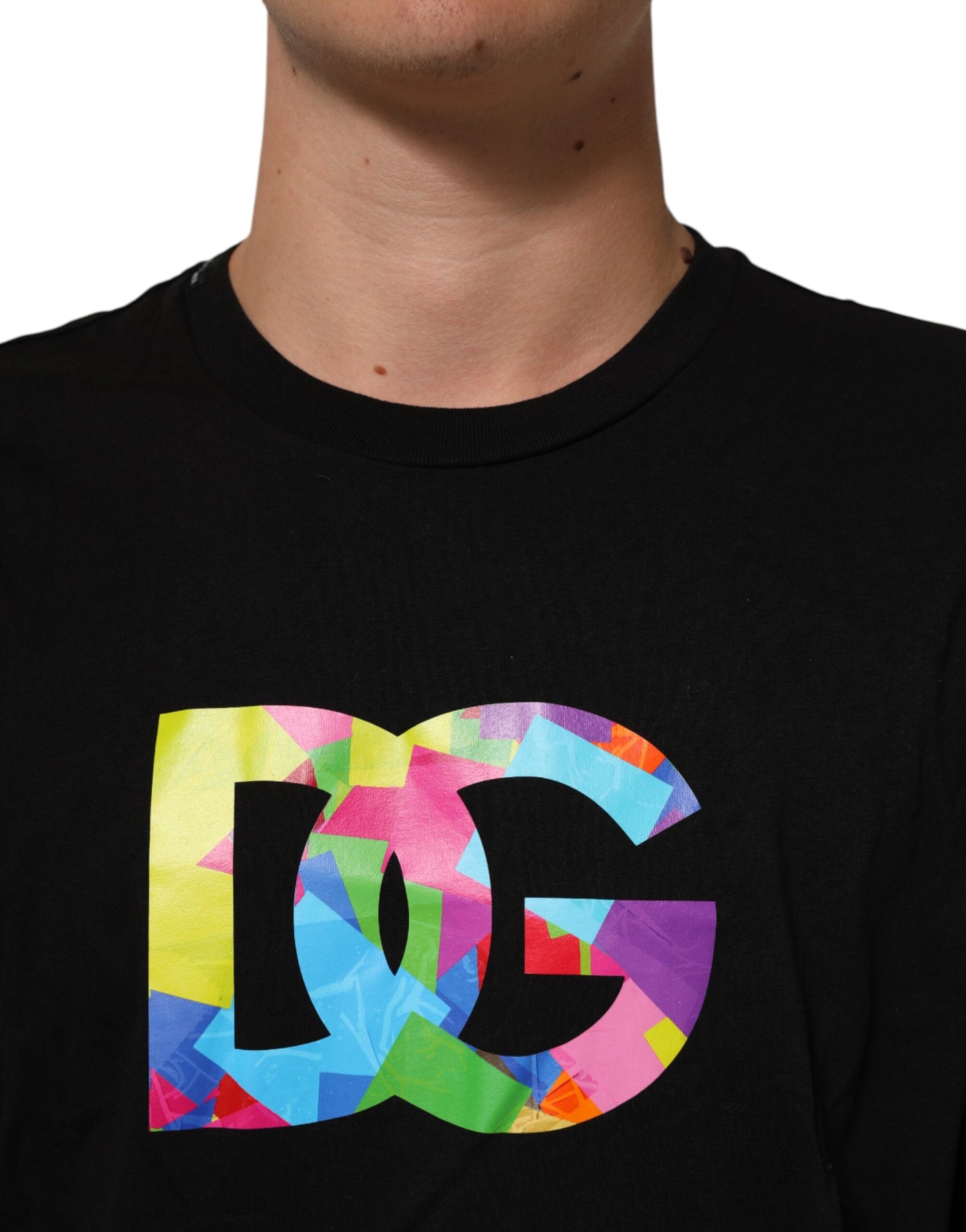 Dolce & Gabbana Black Logo Print Cotton Crew Neck  T-shirt Mens T-Shirt