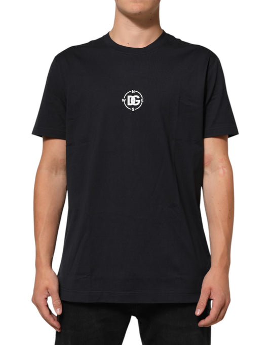Dolce & Gabbana Black Logo Compass Cotton Crew Neck T-shirt Mens T-Shirt