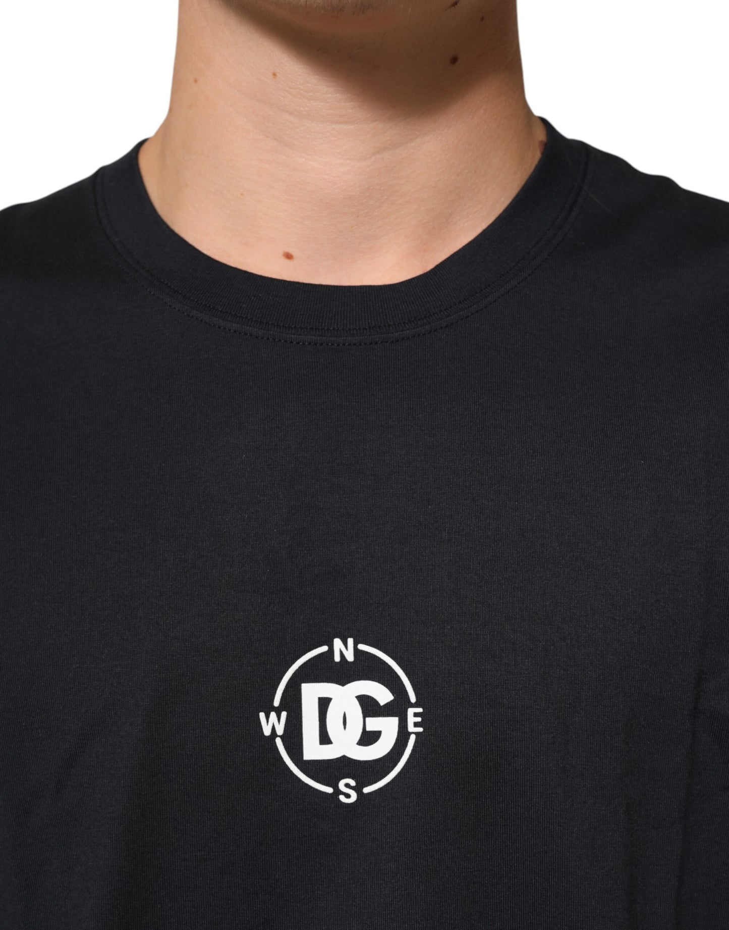 Dolce & Gabbana Black Logo Compass Cotton Crew Neck T-shirt Mens T-Shirt