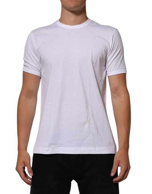Dolce & Gabbana White Goodluck 2021 Cotton Crew Neck  T-shirt Mens T-Shirt