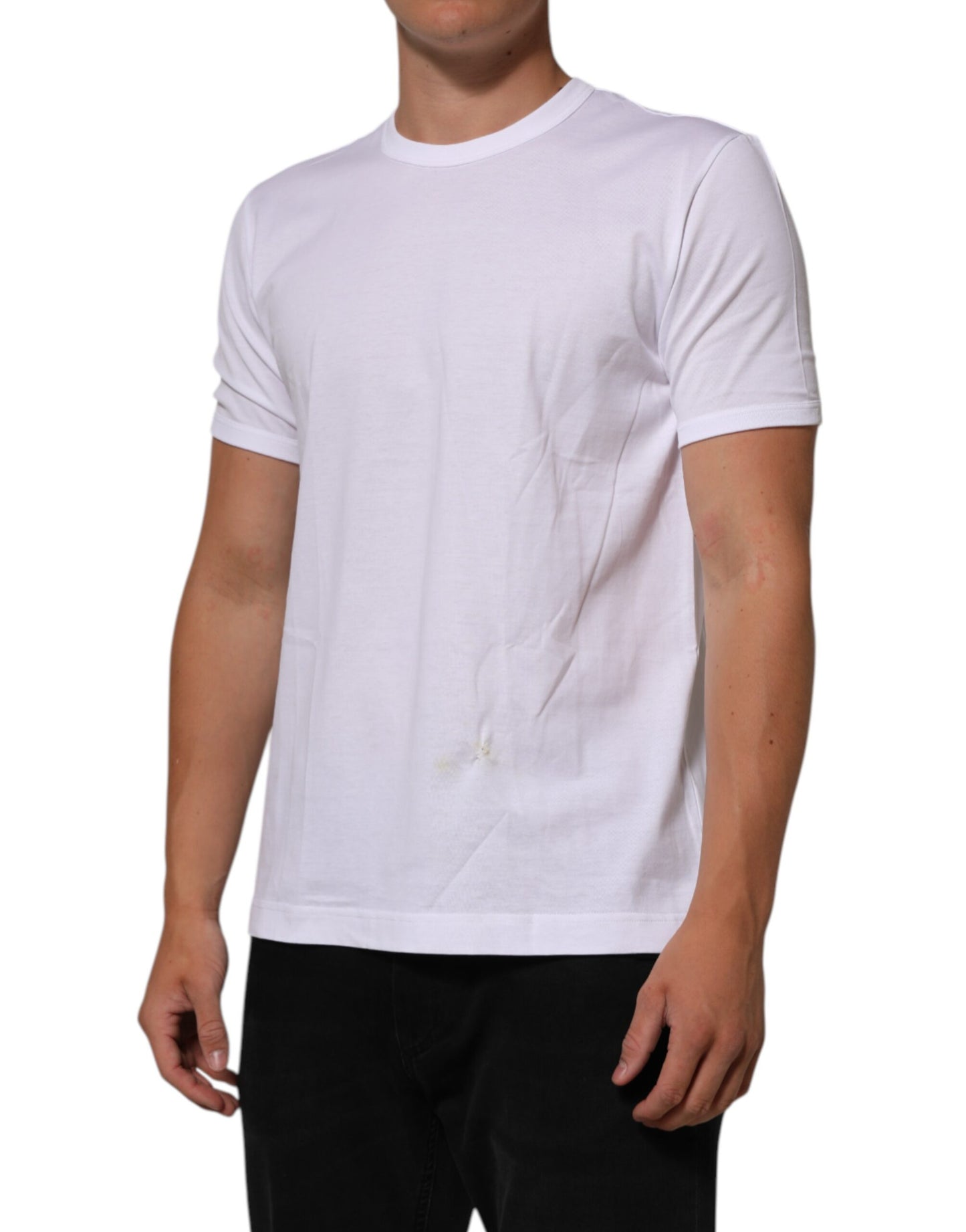 Dolce & Gabbana White Goodluck 2021 Cotton Crew Neck  T-shirt Mens T-Shirt
