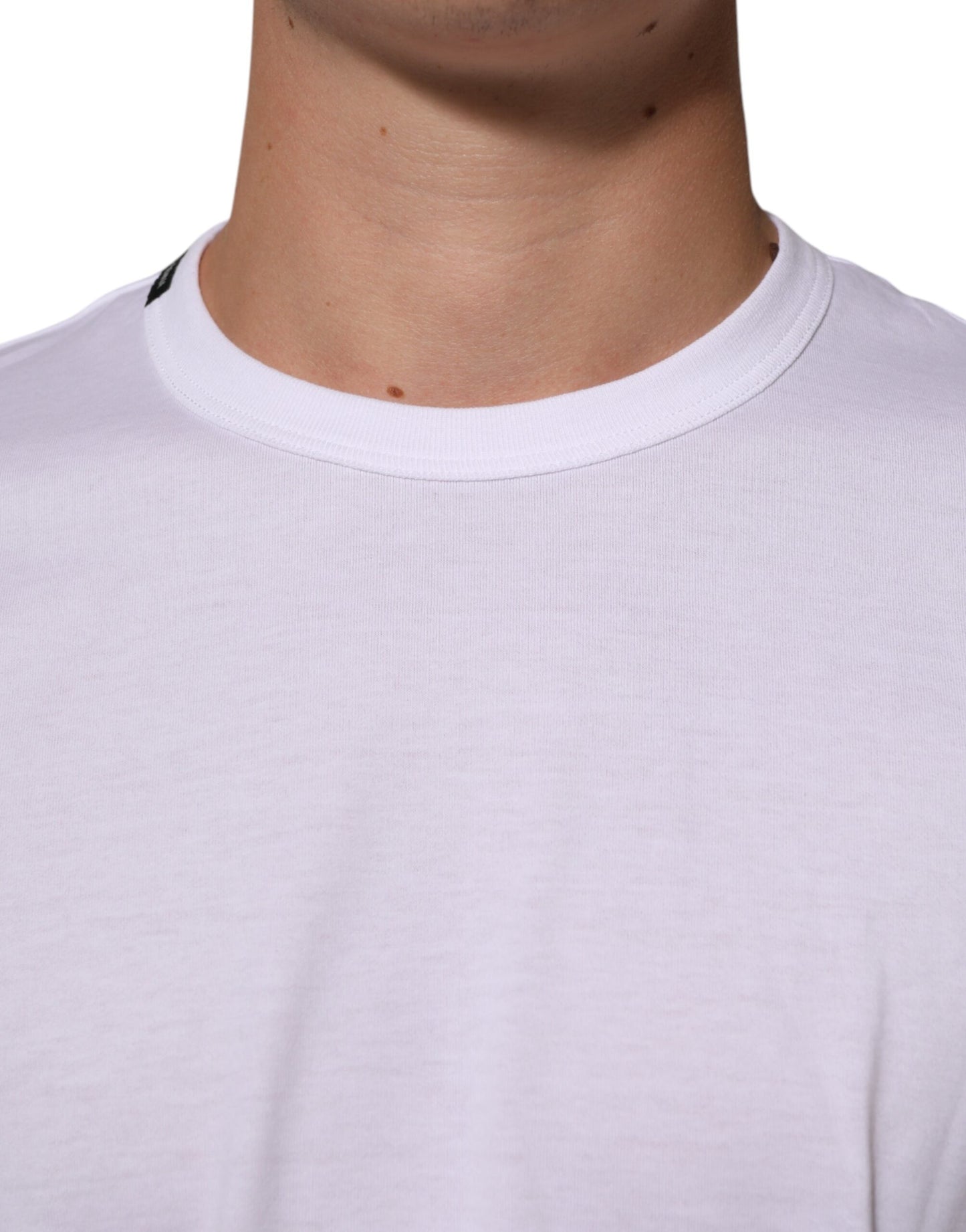 Dolce & Gabbana White Goodluck 2021 Cotton Crew Neck  T-shirt Mens T-Shirt