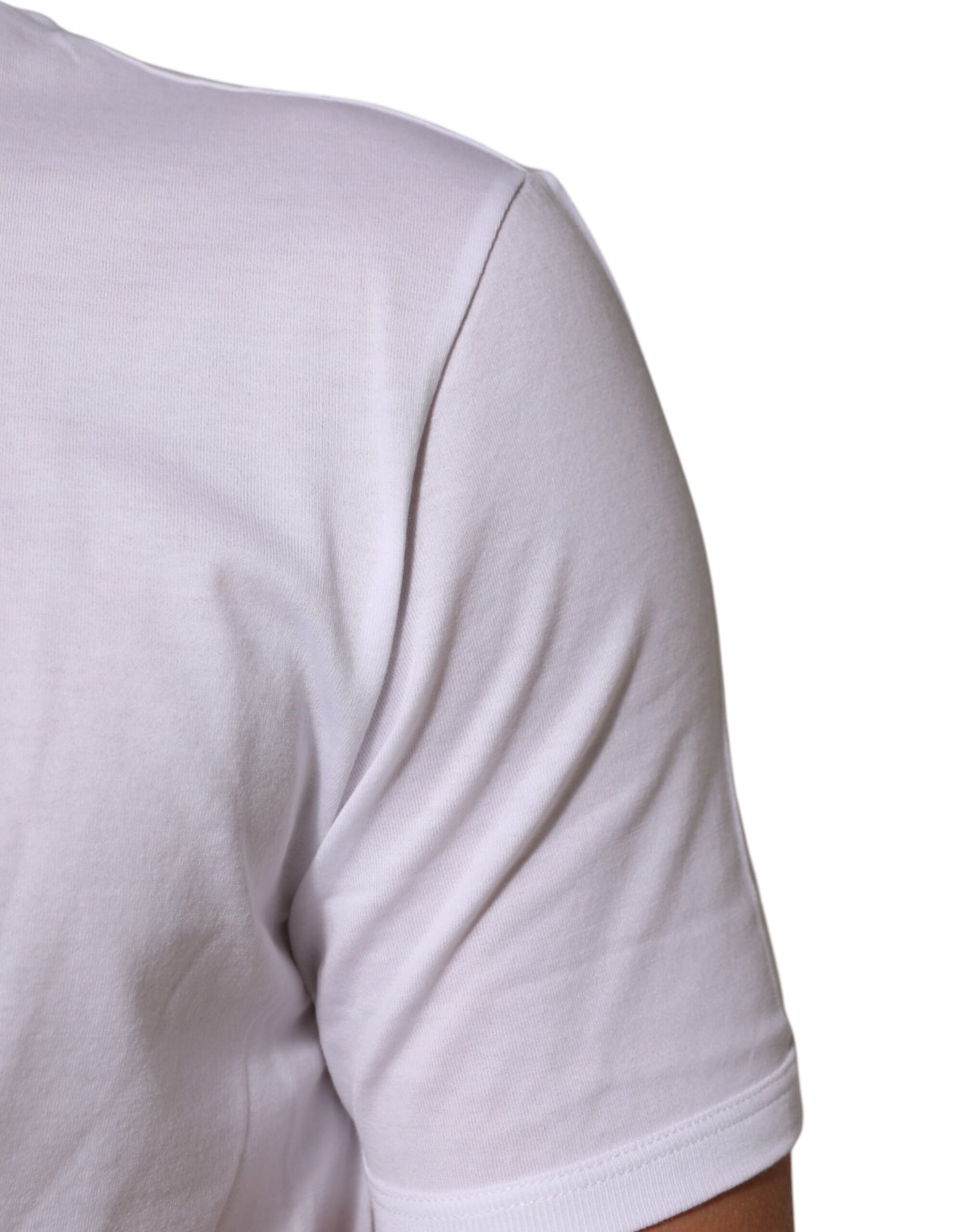 Dolce & Gabbana White Goodluck 2021 Cotton Crew Neck  T-shirt Mens T-Shirt