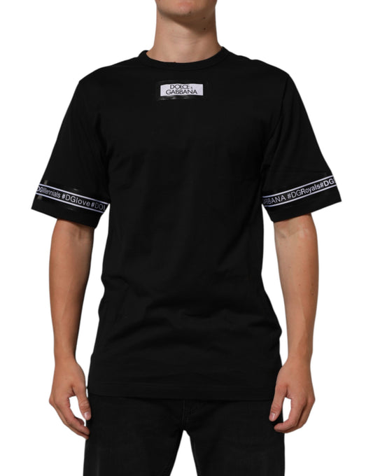 Dolce & Gabbana Black DGRoyals Cotton Men Crew Neck IT T-shirt Mens T-Shirt