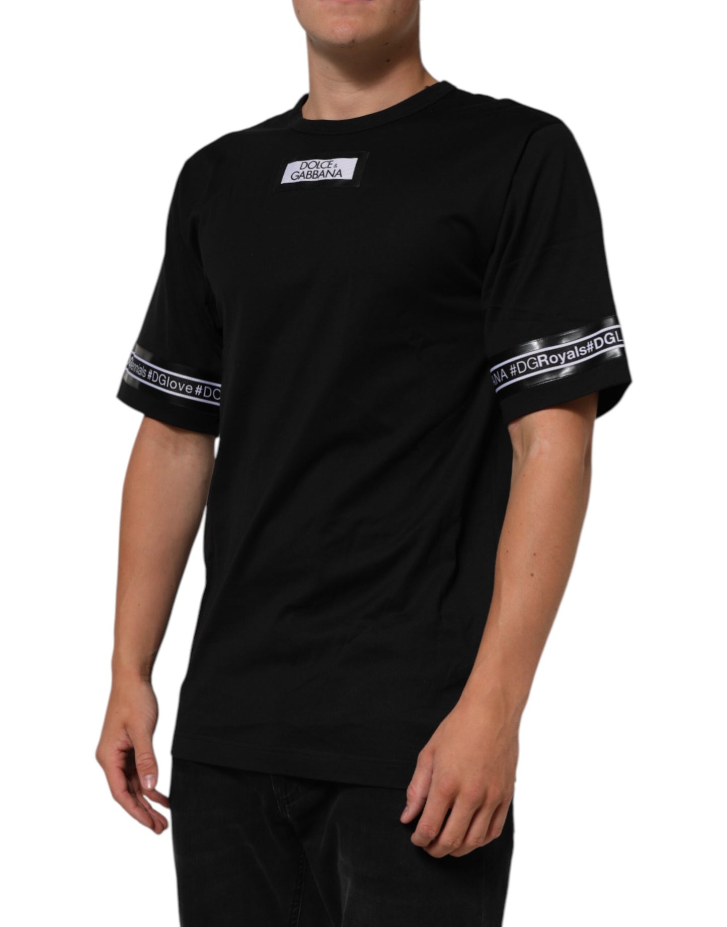 Dolce & Gabbana Black DGRoyals Cotton Men Crew Neck IT T-shirt Mens T-Shirt
