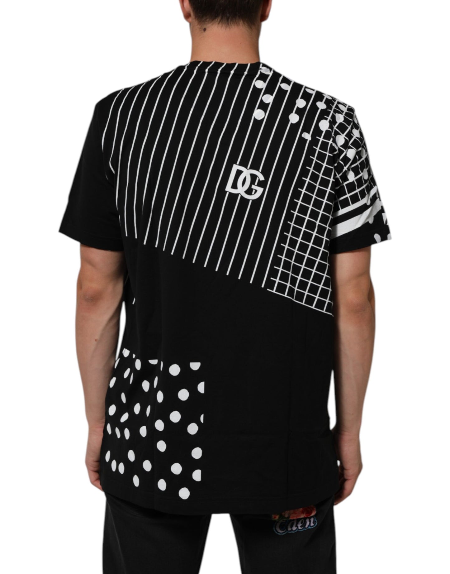 Dolce & Gabbana Black Cotton Polka Dots Round Neck T-shirt Mens T-Shirt
