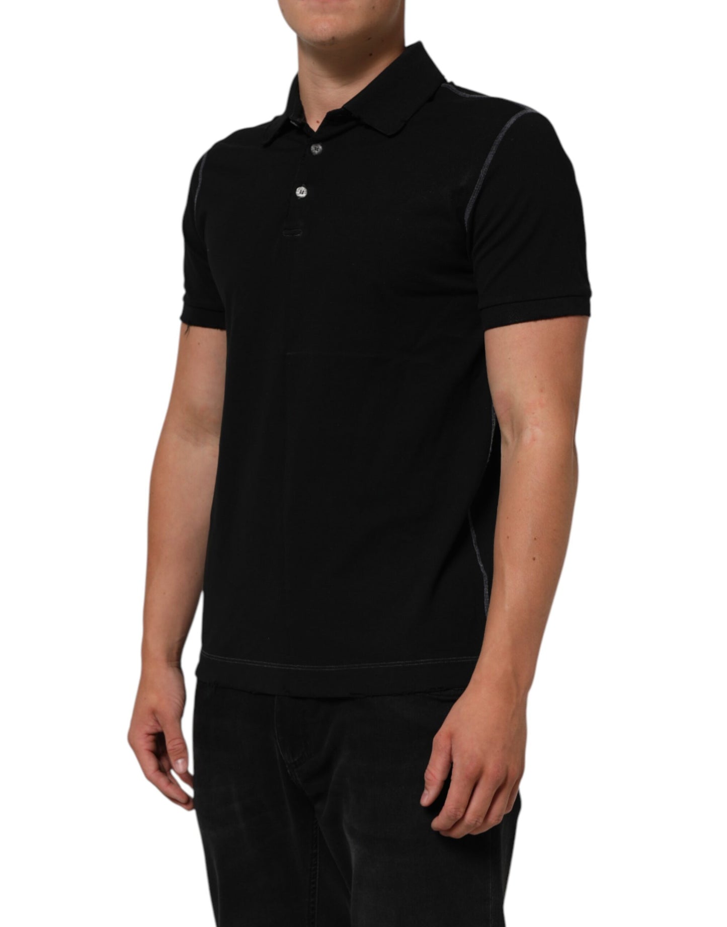 Dolce & Gabbana Black Cotton Graphic Print PoloShirt T-shirt Mens T-Shirt
