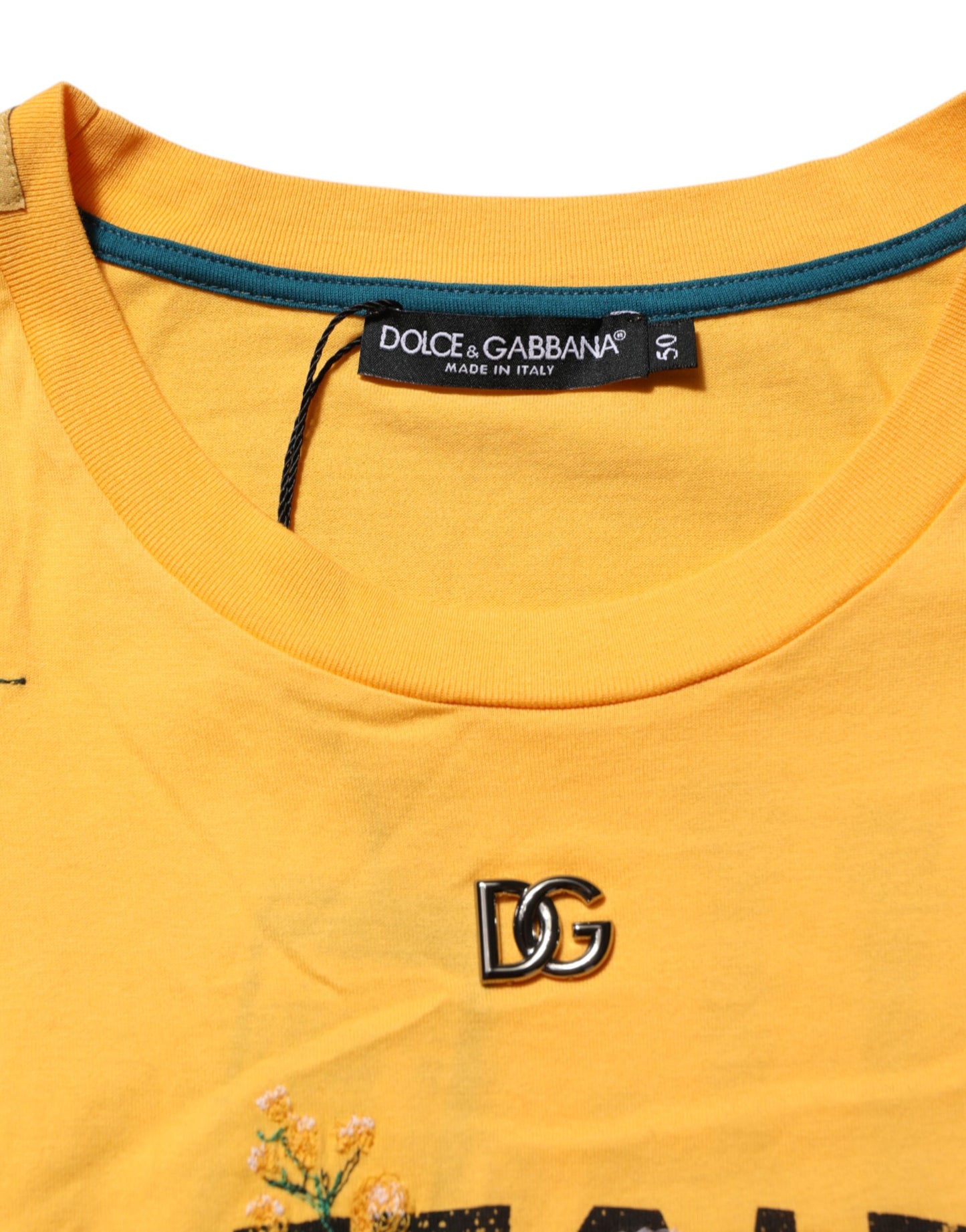 Dolce & Gabbana Yellow Secret Graden Floral Cotton Crew Neck T-shirt Mens T-Shirt