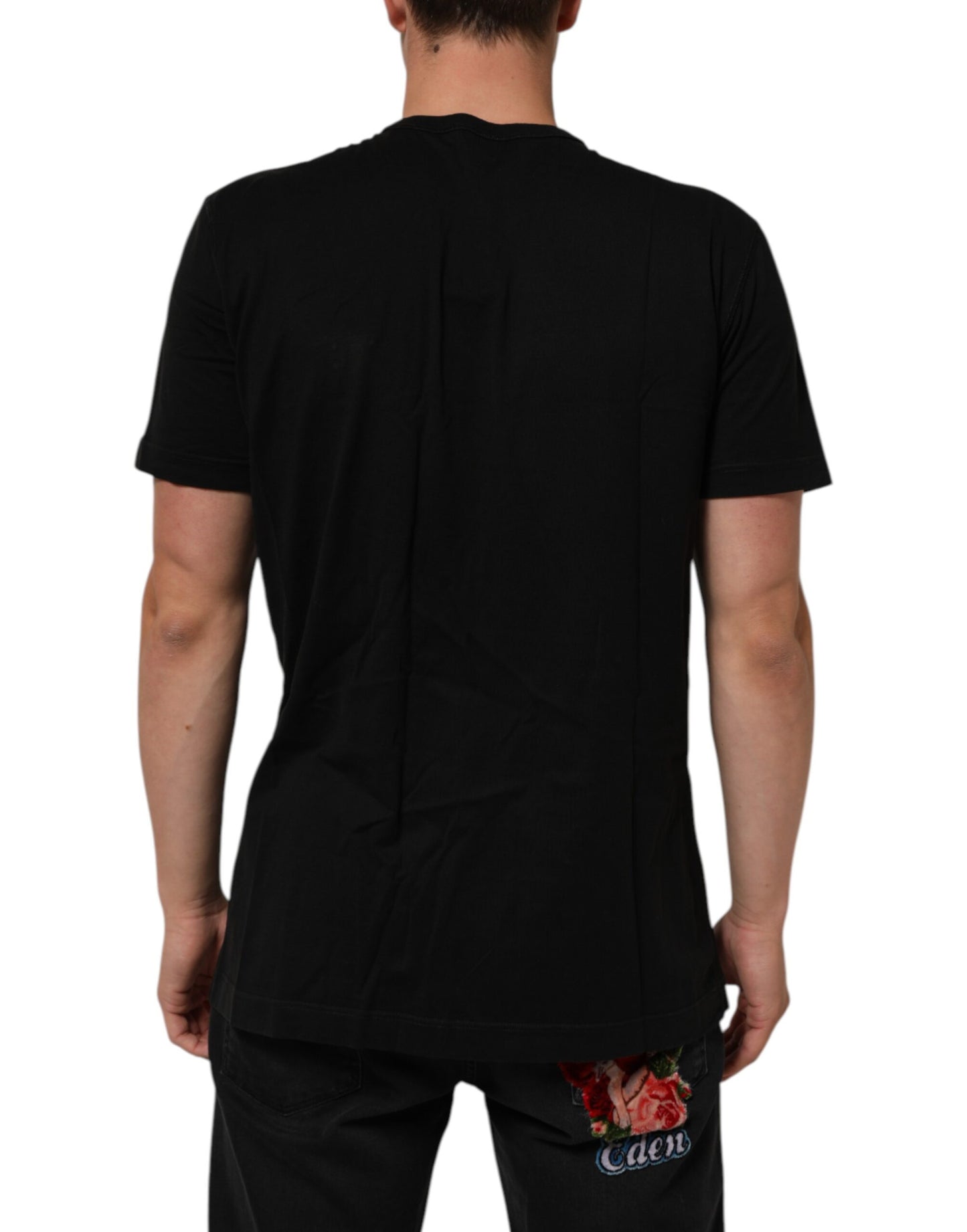 Dolce & Gabbana Black Logo Plaque Cotton Crew Neck T-shirt Mens T-Shirt
