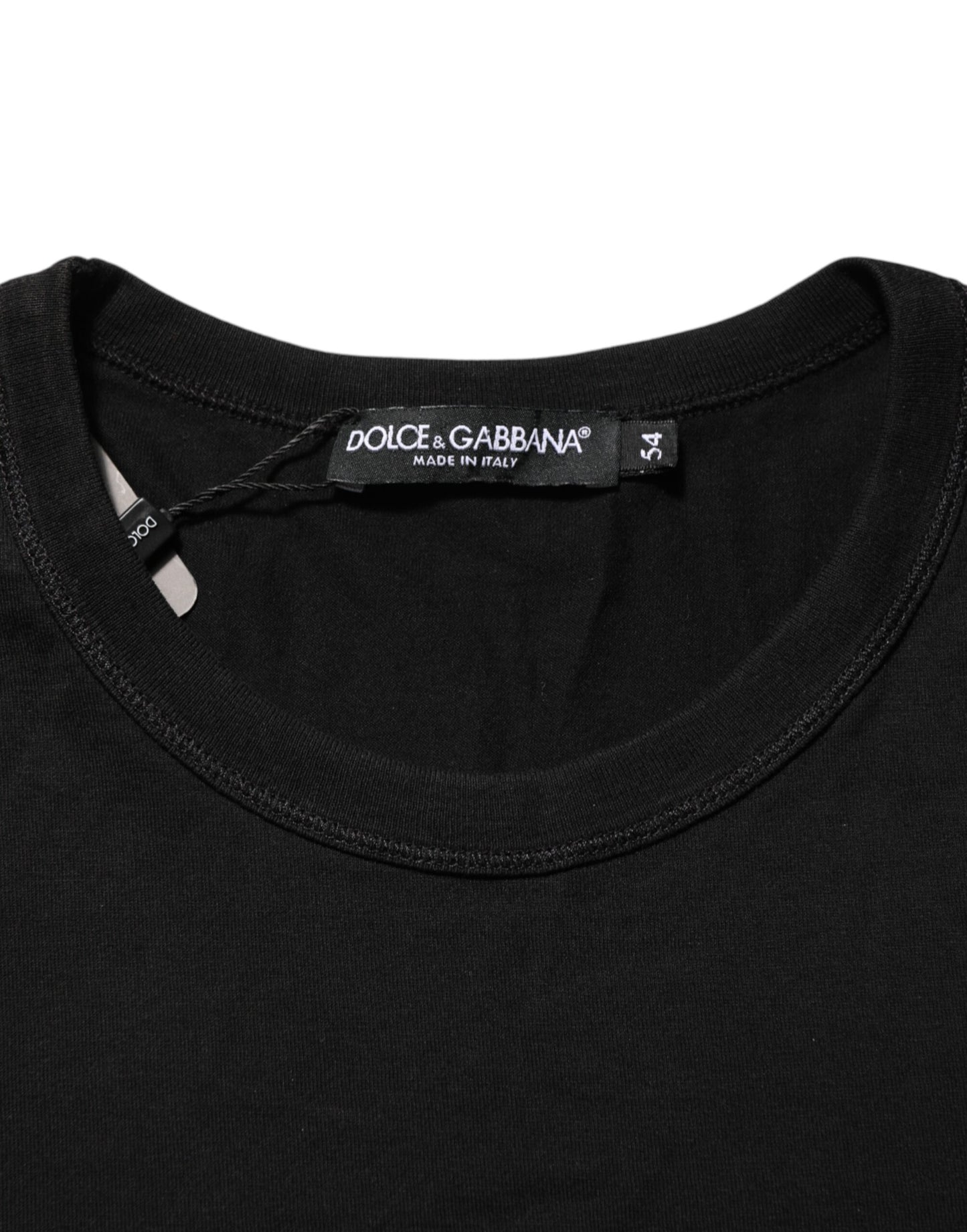 Dolce & Gabbana Black Logo Plaque Cotton Crew Neck T-shirt Mens T-Shirt