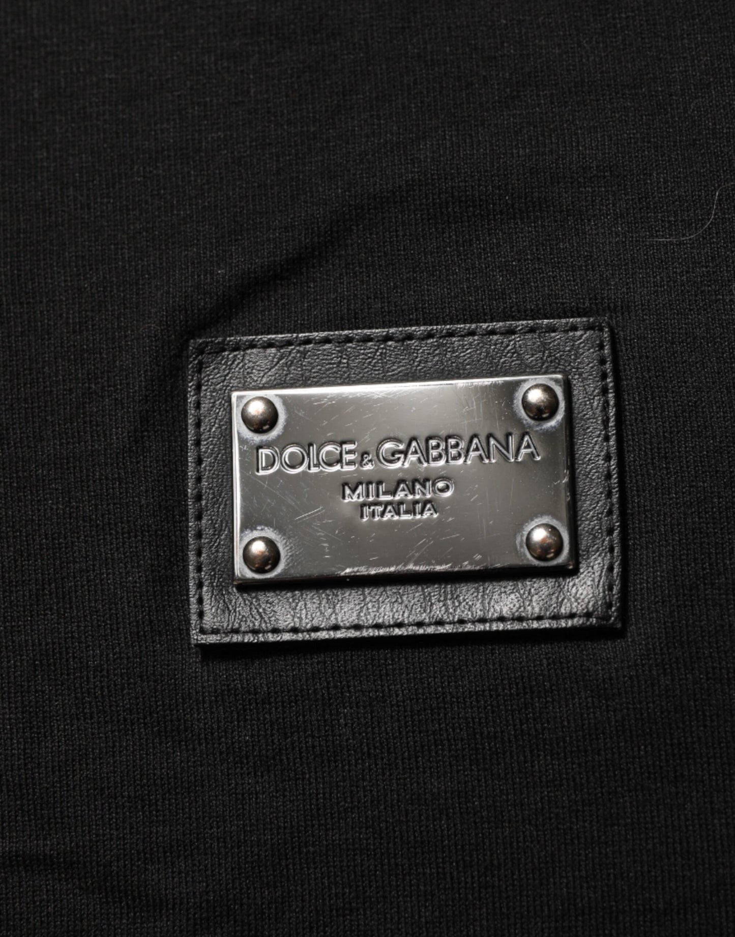 Dolce & Gabbana Black Logo Plaque Cotton Crew Neck T-shirt Mens T-Shirt