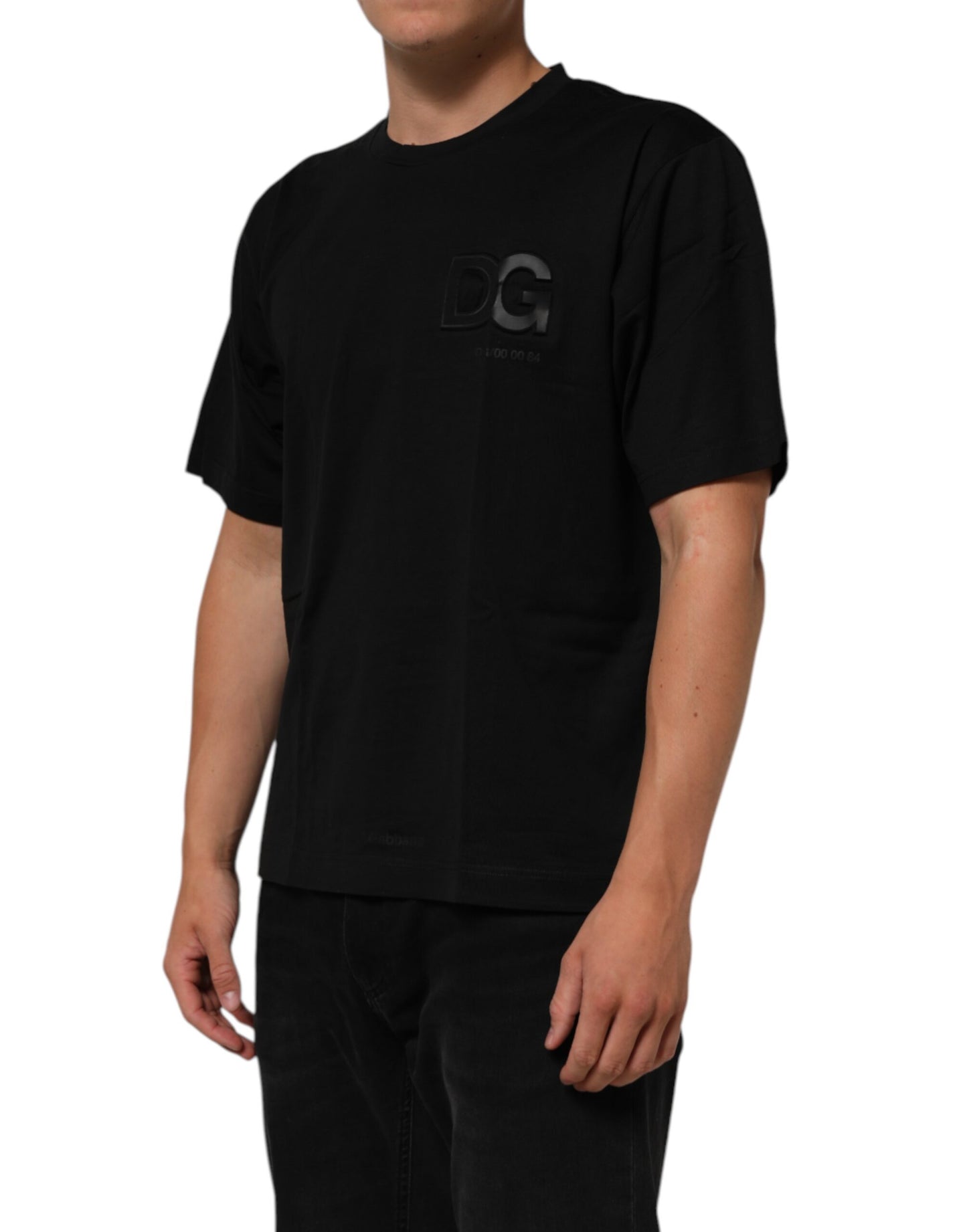 Dolce & Gabbana Black Logo Patch Cotton Men Crew Neck T-shirt Mens T-Shirt