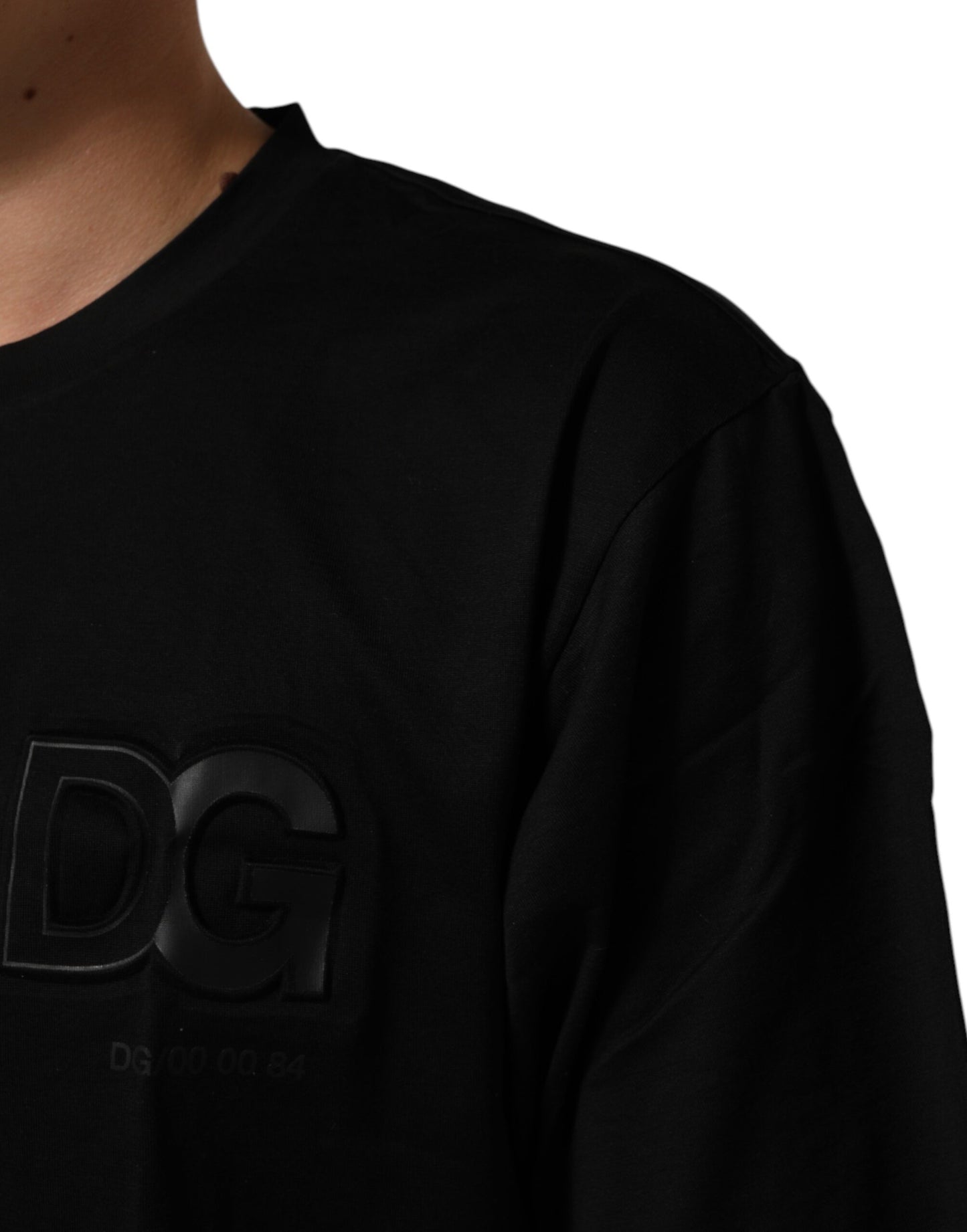 Dolce & Gabbana Black Logo Patch Cotton Men Crew Neck T-shirt Mens T-Shirt