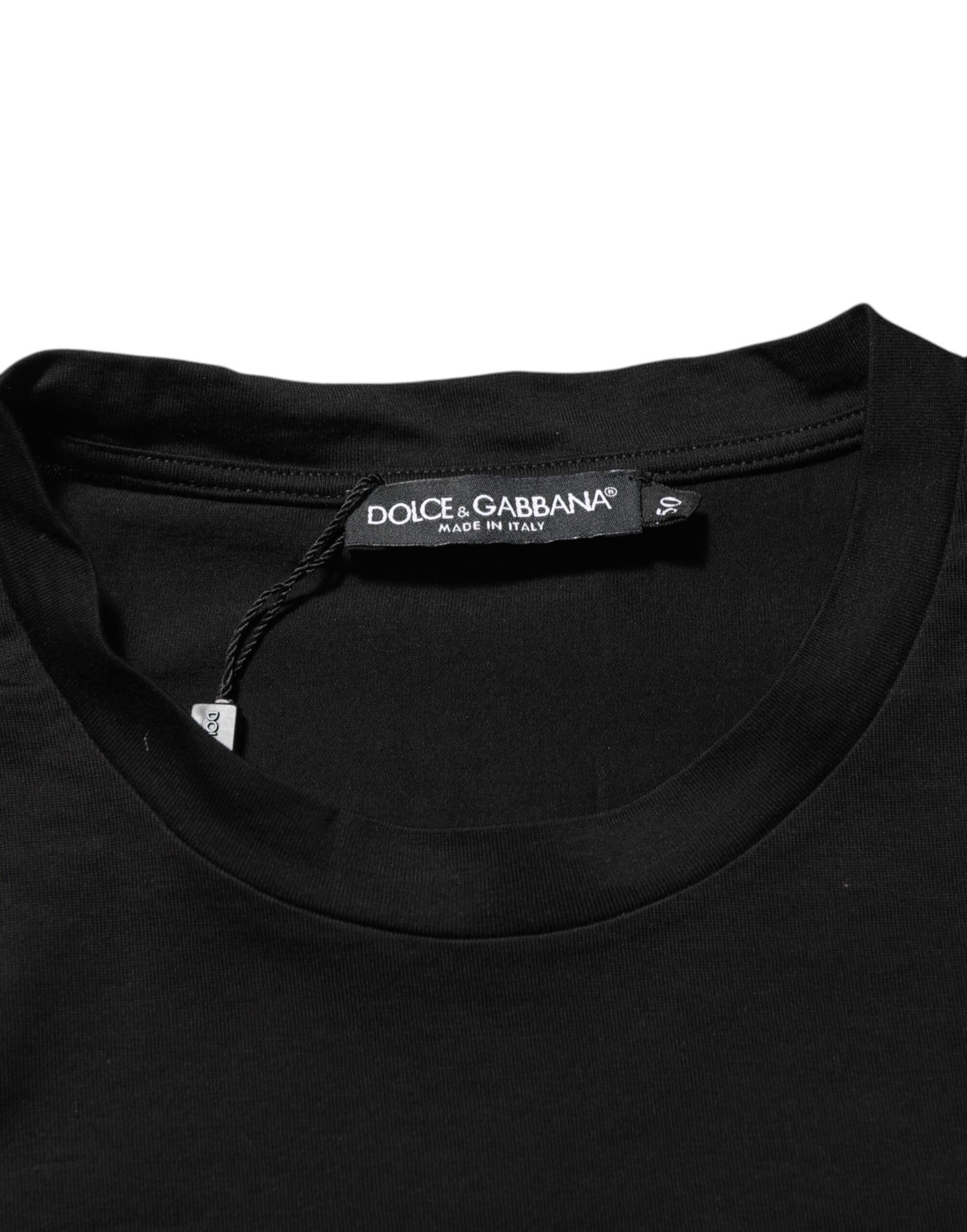 Dolce & Gabbana Black Logo Patch Cotton Men Crew Neck T-shirt Mens T-Shirt
