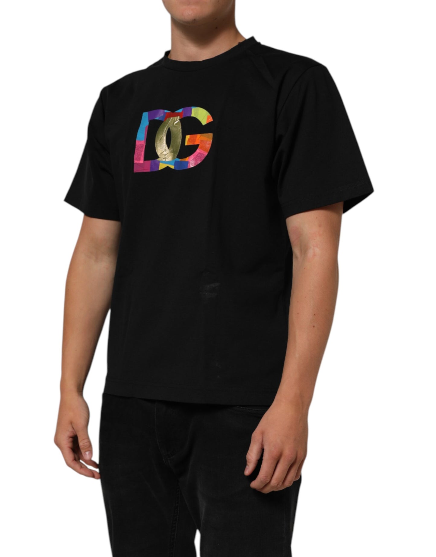 Dolce & Gabbana Black Logo Print Cotton Men Crew Neck T-shirt Mens T-Shirt