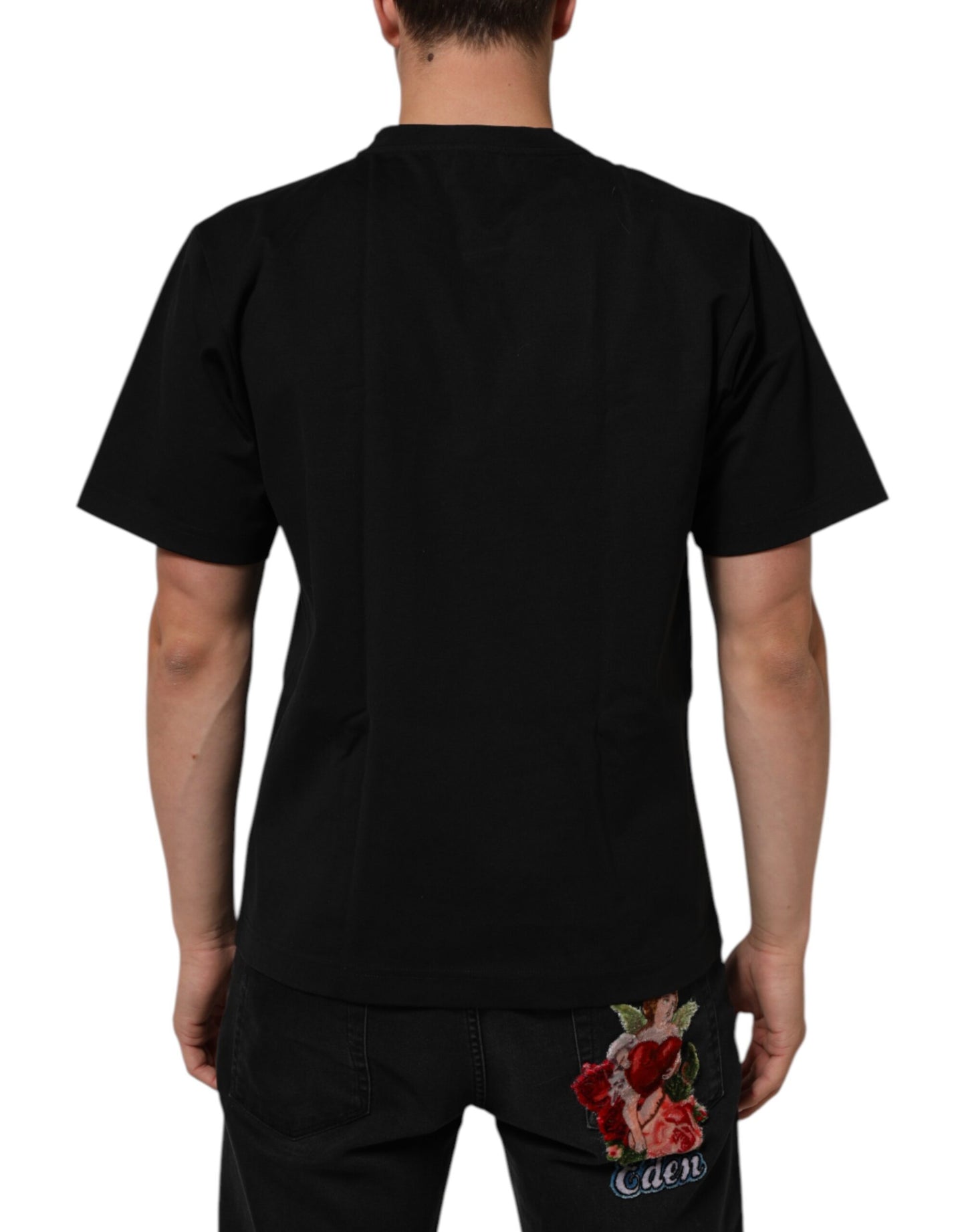 Dolce & Gabbana Black Logo Print Cotton Men Crew Neck T-shirt Mens T-Shirt