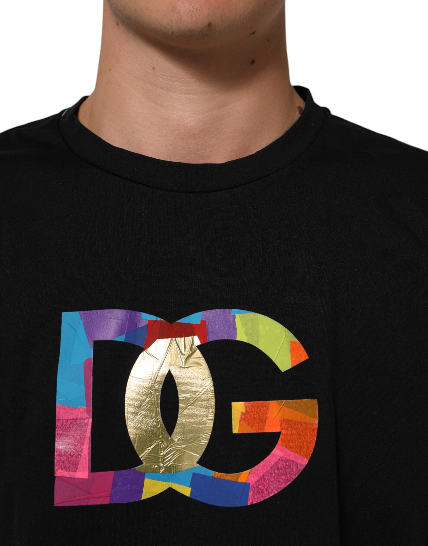 Dolce & Gabbana Black Logo Print Cotton Men Crew Neck T-shirt Mens T-Shirt