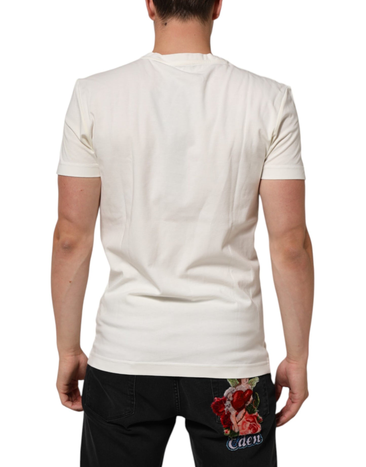 Dolce & Gabbana White Cotton Logo Bandana Print Men T-shirt Mens T-Shirt