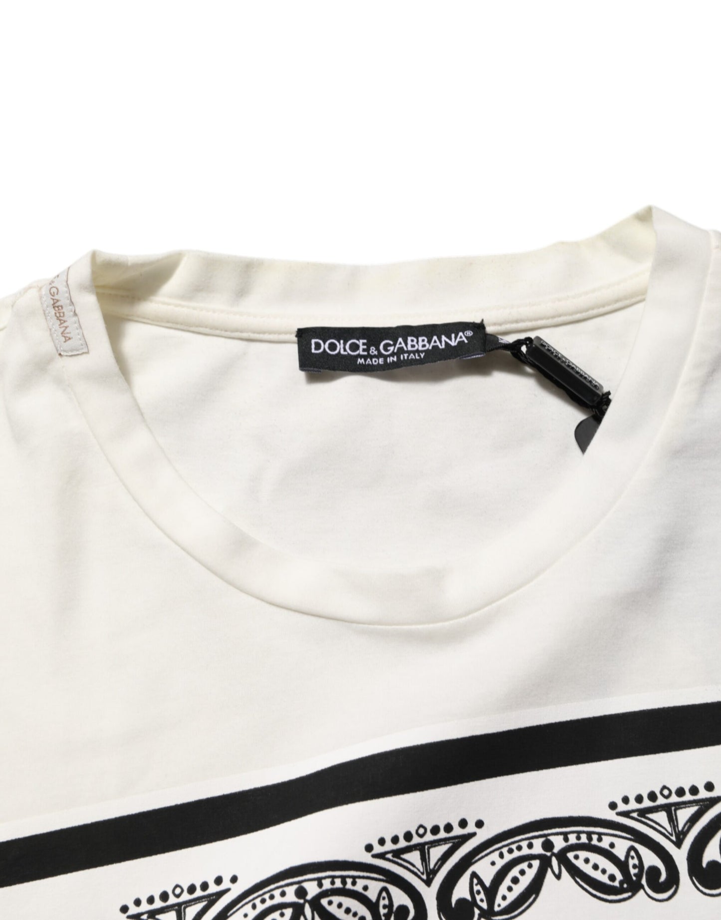 Dolce & Gabbana White Cotton Logo Bandana Print Men T-shirt Mens T-Shirt