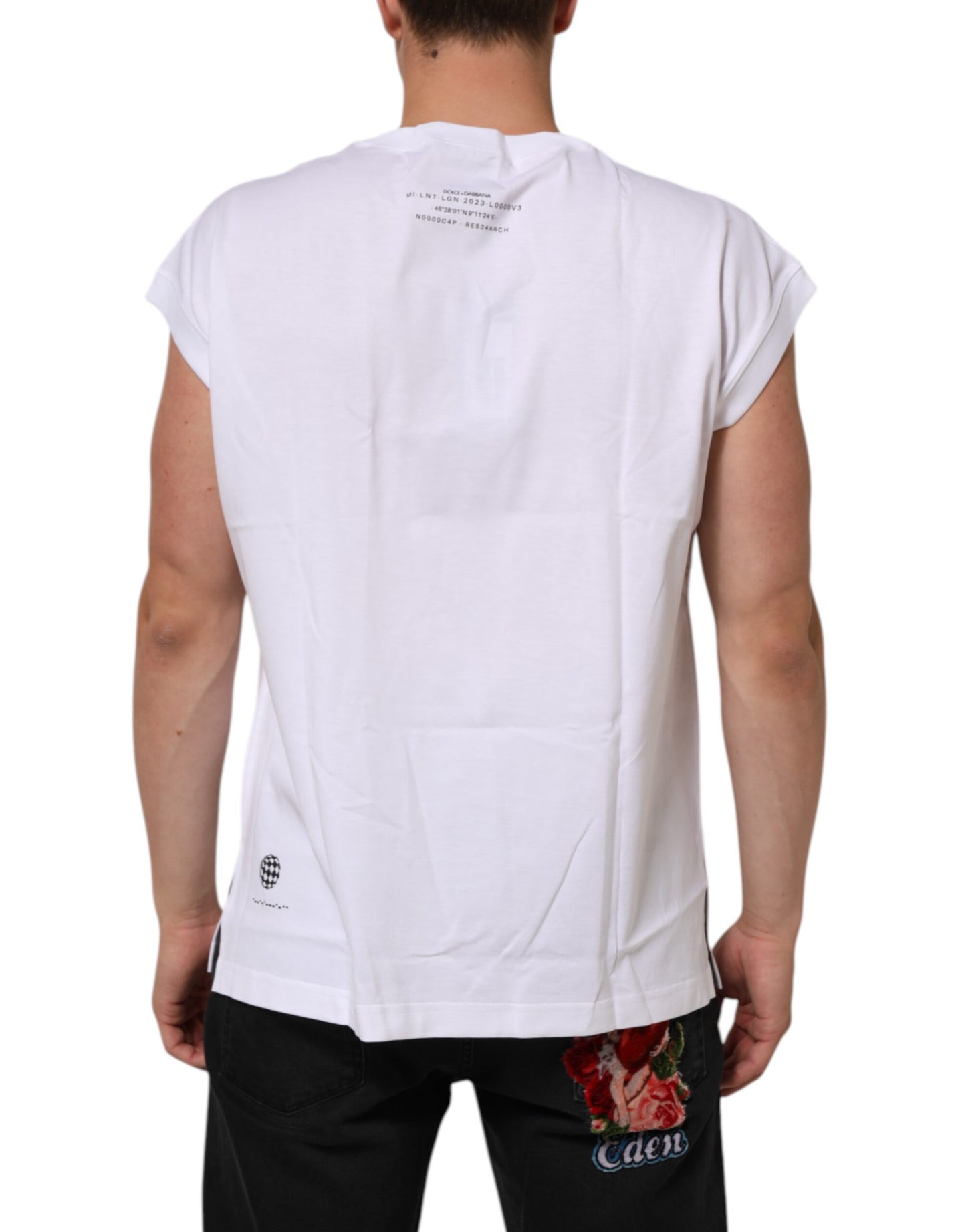 Dolce & Gabbana White Cotton Sleeveless Printed Tank T-shirt Mens T-Shirt