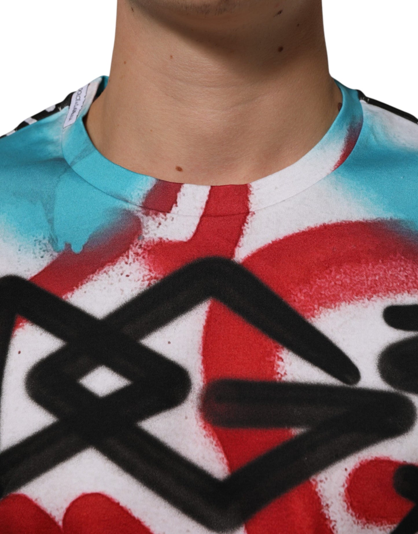 Dolce & Gabbana White Graffiti Crew Neck Short Sleeves T-shirt Mens T-Shirt