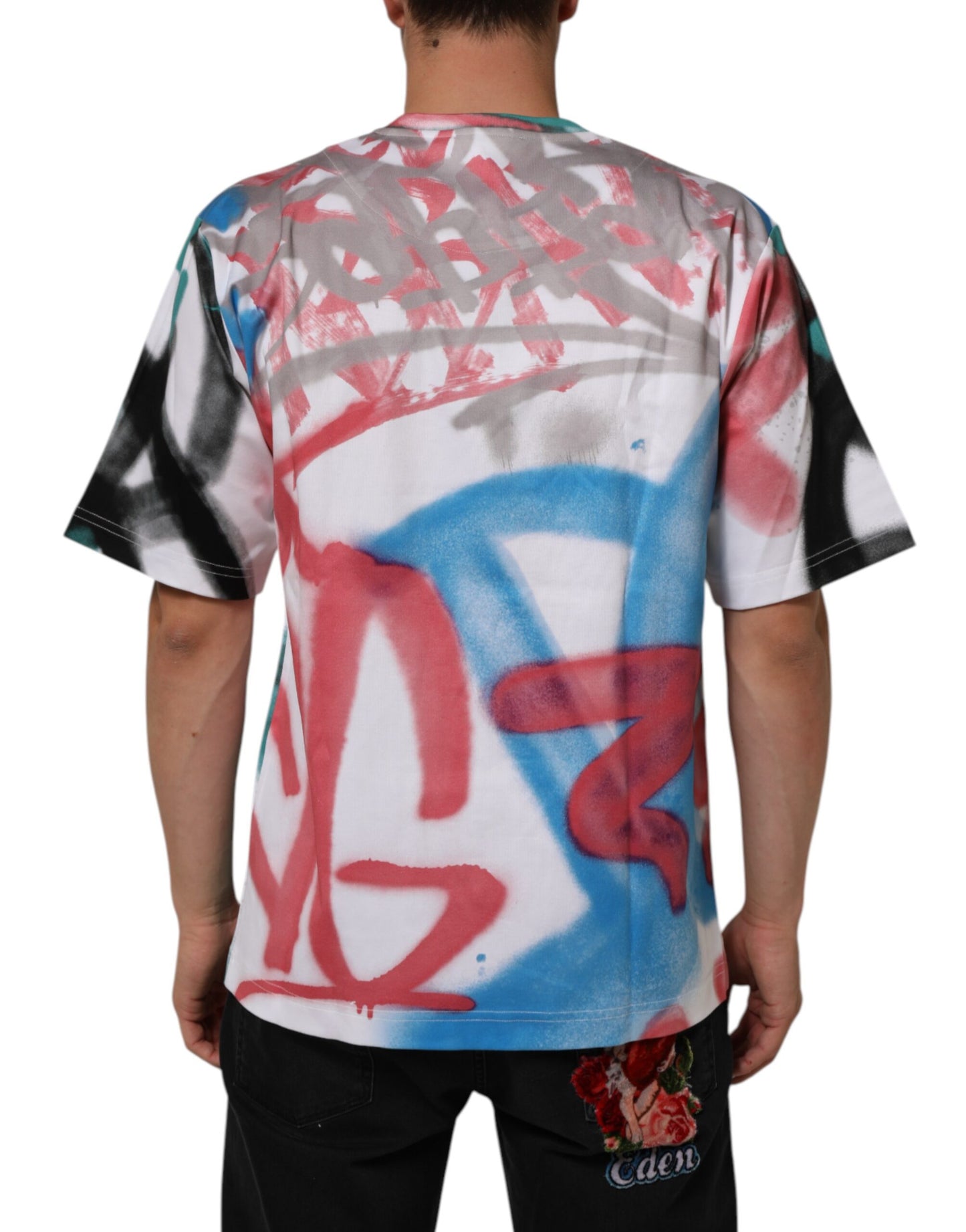 Dolce & Gabbana White Graffiti Crew Neck Short Sleeves T-shirt Mens T-Shirt