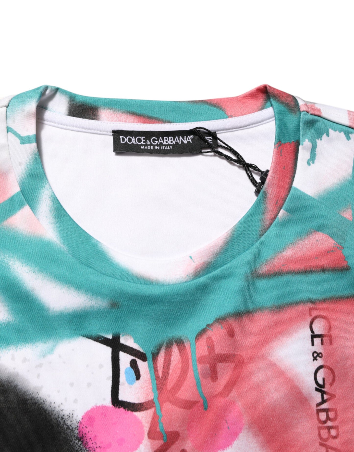 Dolce & Gabbana White Graffiti Crew Neck Short Sleeves T-shirt Mens T-Shirt