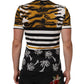 Dolce & Gabbana Multicolor Leopard Palm Leaf Men Crew Neck T-shirt Mens T-Shirt